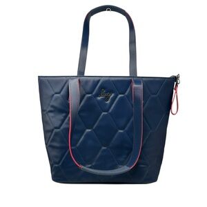 Lug Paddock Satin Luxe VL Tote in Indigo – Festive Plaid Shoulder Straps Bag